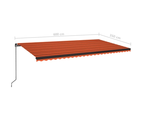 Toldo retráctil manual naranja y marrón 600x350 cm