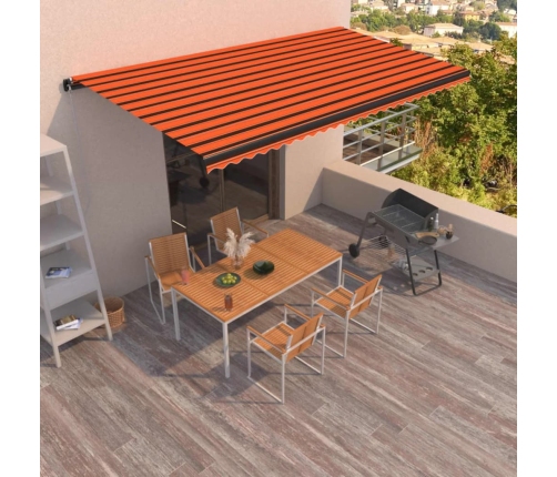 Toldo retráctil manual naranja y marrón 600x350 cm