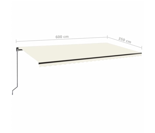 Toldo retráctil manual con luz LED color crema 600x350 cm