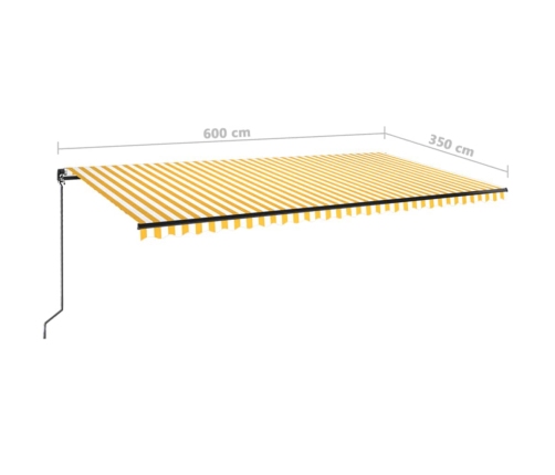 Toldo retráctil manual con luz LED amarillo y blanco 600x350 m