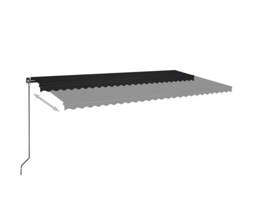 Toldo retráctil manual con luz LED gris antracita 600x350 cm