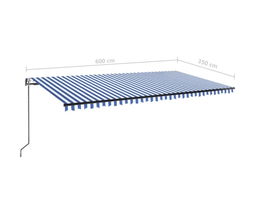 Toldo automático retráctil azul y blanco 600x350 cm