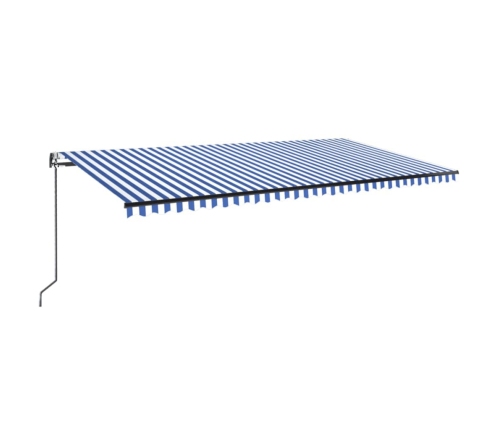 Toldo automático LED sensor de viento azul y blanco 600x350 cm