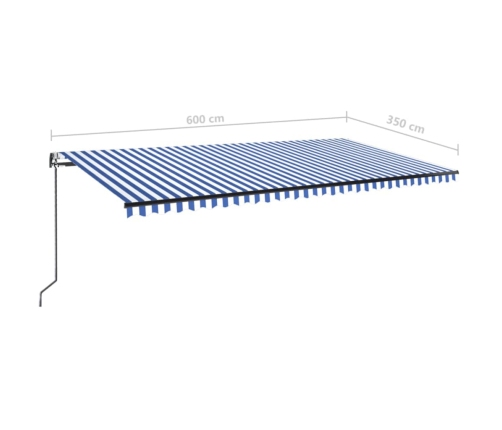 Toldo automático LED sensor de viento azul y blanco 600x350 cm