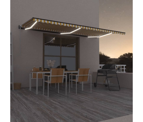 Toldo automático LED sensor de viento amarillo blanco 600x350cm