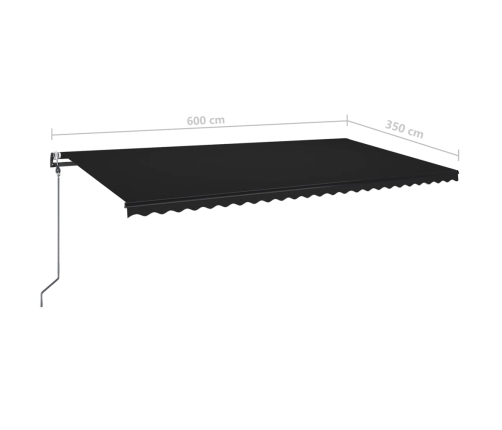 Toldo automático LED sensor de viento gris antracita 600x350 cm