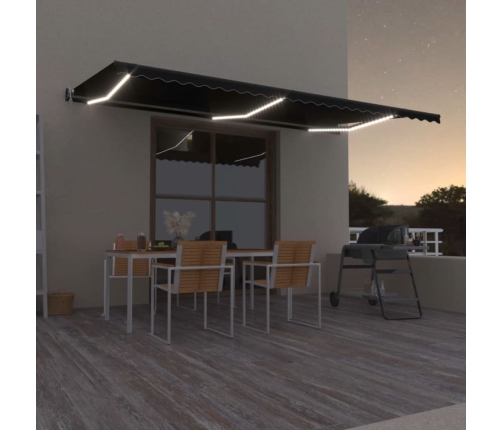 Toldo automático LED sensor de viento gris antracita 600x350 cm