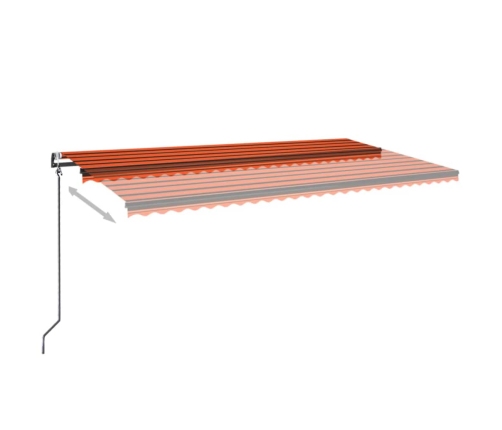 Toldo automático LED sensor de viento naranja marrón 600x350 cm