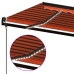 Toldo automático LED sensor de viento naranja marrón 600x350 cm