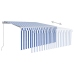 Toldo retráctil manual con persiana azul y blanco 3x2,5 m