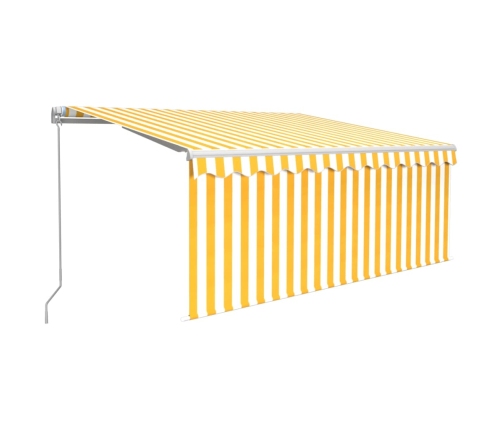 Toldo retráctil manual con persiana amarillo y blanco 3x2,5 m