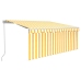 Toldo retráctil manual con persiana amarillo y blanco 3x2,5 m