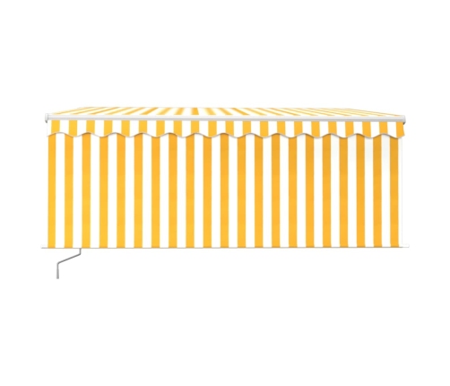 Toldo retráctil manual con persiana amarillo y blanco 3x2,5 m