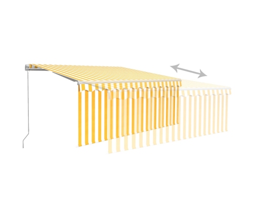 Toldo retráctil manual con persiana amarillo y blanco 3x2,5 m