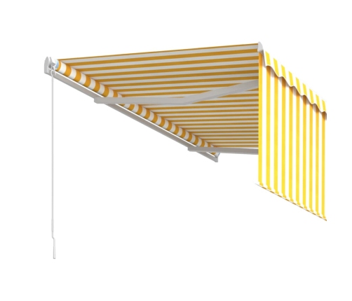 Toldo retráctil manual con persiana amarillo y blanco 3x2,5 m