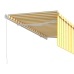 Toldo retráctil manual con persiana amarillo y blanco 3x2,5 m