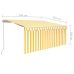 Toldo retráctil manual con persiana amarillo y blanco 3x2,5 m