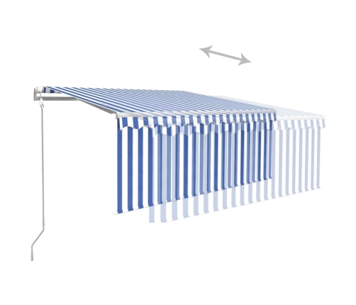 Toldo automático retráctil con persiana azul y blanco 3x2,5m