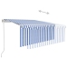 Toldo automático retráctil con persiana azul y blanco 3x2,5m