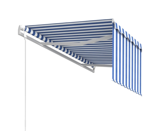 Toldo automático retráctil con persiana azul y blanco 3x2,5m