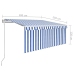 Toldo automático retráctil con persiana azul y blanco 3x2,5m