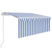 Toldo automático persiana LED sensor viento azul blanco 3x2,5 m