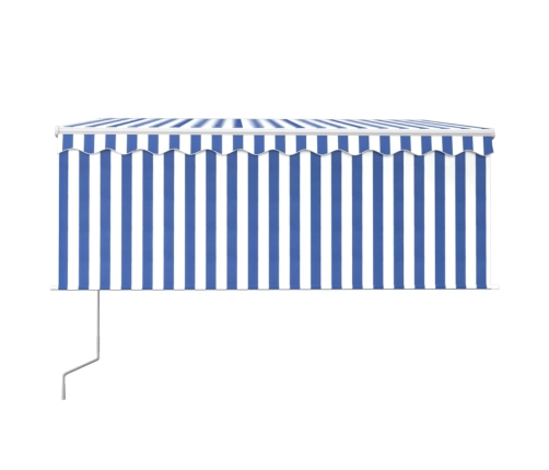 Toldo automático persiana LED sensor viento azul blanco 3x2,5 m