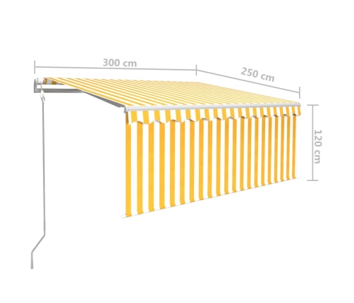 Toldo automático persiana, LED y sensor amarillo/blanco 3x2,5 m