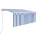 Toldo retráctil automático con persiana azul y blanco 3,5x2,5 m