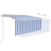 Toldo retráctil automático con persiana azul y blanco 3,5x2,5 m