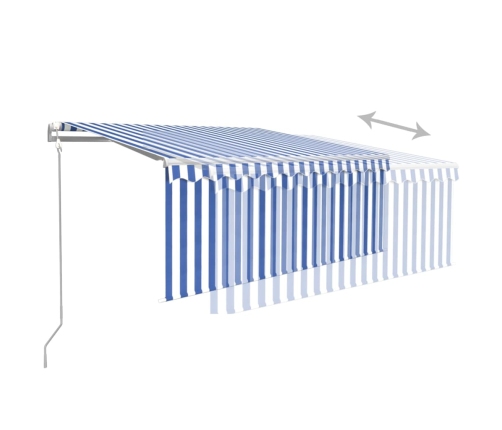 Toldo automático persiana, LED y sensor de viento azul 3,5x2,5m