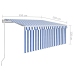 Toldo automático persiana, LED y sensor de viento azul 3,5x2,5m