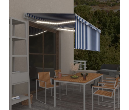 Toldo automático persiana, LED y sensor de viento azul 3,5x2,5m