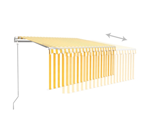 Toldo automático persiana LED sensor viento amarillo 3,5x2,5 m