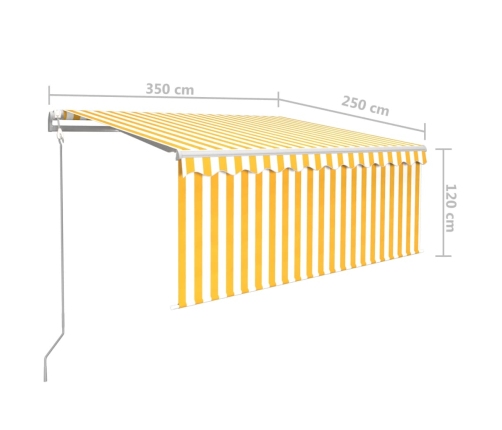 Toldo automático persiana LED sensor viento amarillo 3,5x2,5 m