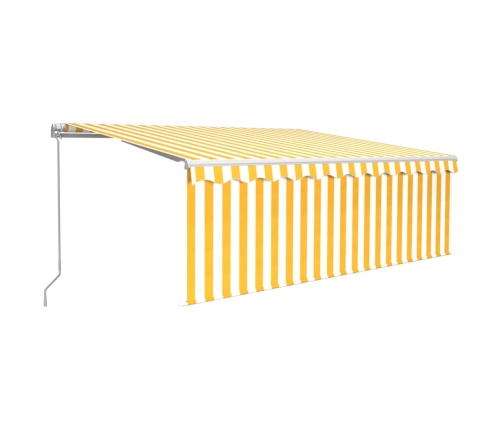 Toldo retráctil manual con persiana amarillo y blanco 4x3 m
