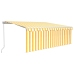 Toldo retráctil manual con persiana amarillo y blanco 4x3 m