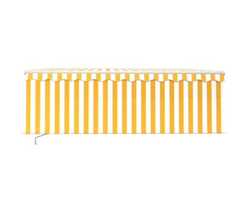 Toldo retráctil manual con persiana amarillo y blanco 4x3 m
