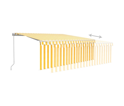 Toldo retráctil manual con persiana amarillo y blanco 4x3 m