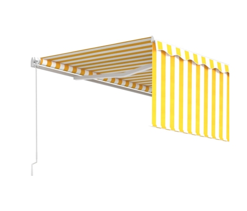 Toldo retráctil manual con persiana amarillo y blanco 4x3 m