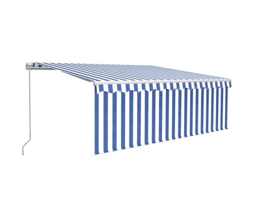 Toldo retráctil manual con persiana y LED azul y blanco 4x3 m