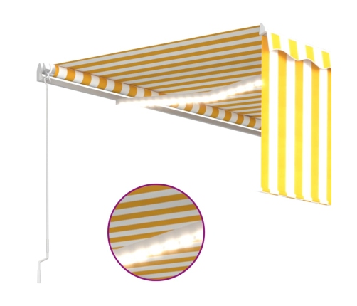 Toldo manual retráctil con persiana y LED amarillo blanco 4x3 m