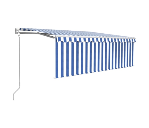 Toldo automático retráctil con persiana azul y blanco 4x3 m