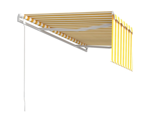 Toldo automático retráctil con persiana amarillo blanco 4x3 m