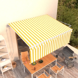 Toldo automático retráctil con persiana amarillo blanco 4x3 m