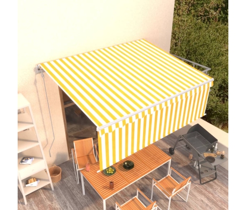 Toldo automático retráctil con persiana amarillo blanco 4x3 m