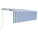 Toldo automático persiana LED sensor de viento azul blanco 4x3m