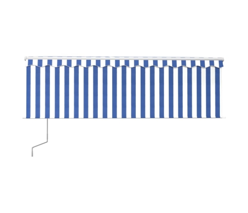 Toldo automático persiana LED sensor de viento azul blanco 4x3m