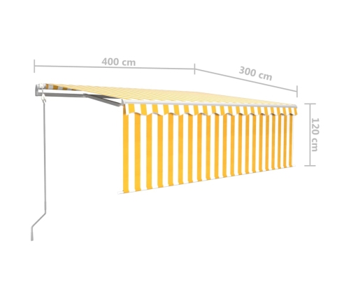 Toldo automático con persiana LED sensor viento amarillo 4x3 m