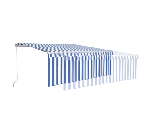 Toldo automático retráctil con persiana azul y blanco 4,5x3 m